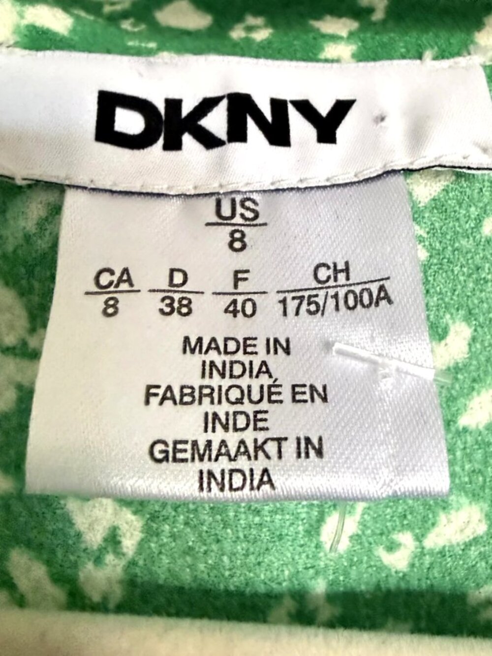 DKNY Women's Floral Print Ruched Front 3/4 Sleeve Green Midi Dress Size 8 NWT - Picture 8 of 15